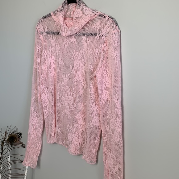 Free People Lace Top Pink Size Large - Picture 5 of 9